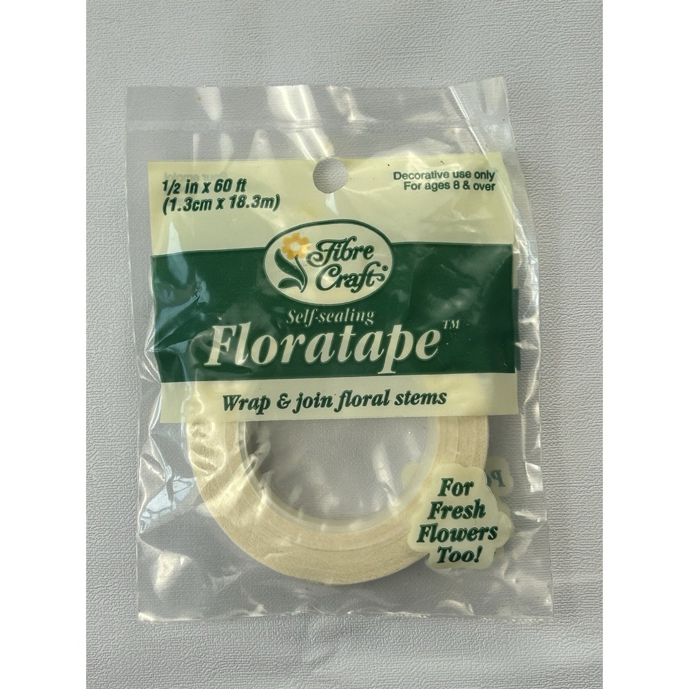 Vintage 1997‎ Fibre Craft Floratape 1/2" x 60ft NOS Floral Tape USA